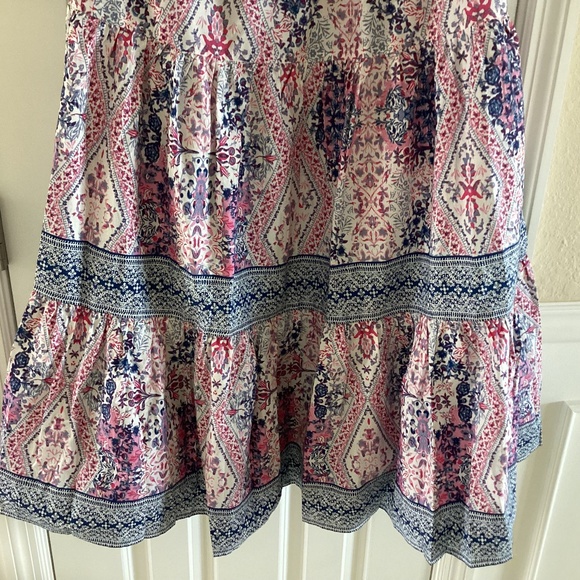 Caroline Constas Tiered Ruffled Cotton Frill Dress Pockets V-Neck Smocked Back - Picture 4 of 16